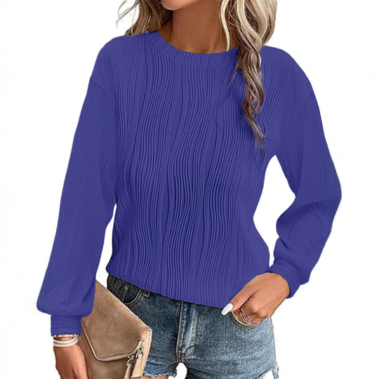 Damen plissierter Langarm-Pullover EB