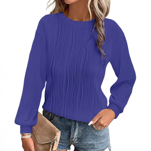 Damen plissierter Langarm-Pullover EB