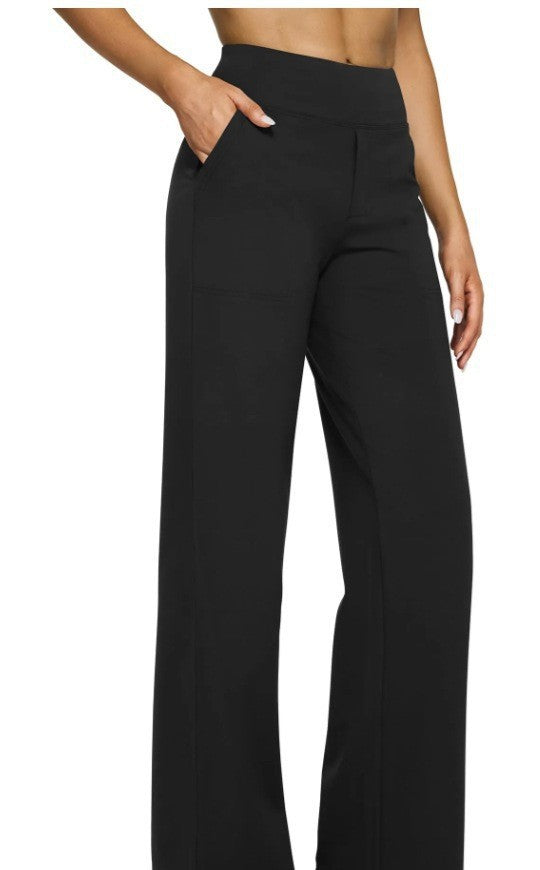 Damen nan weit geschnittene Palazzo-Hose mit hochgeschnittenem Komfortbund und Eingrifftaschen EB