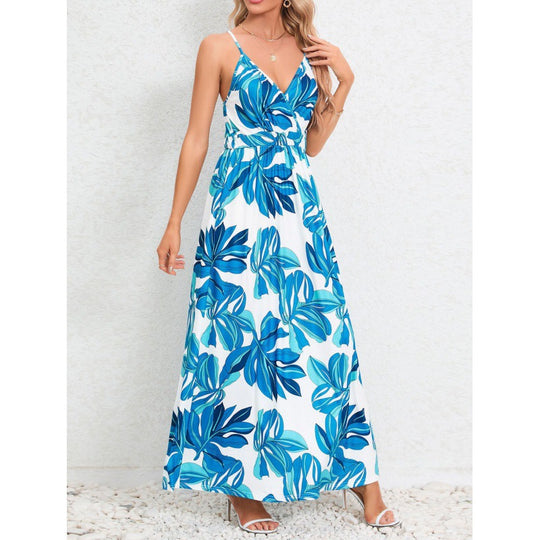 Damen Maxikleid mit floralem Design und Taillierung EB