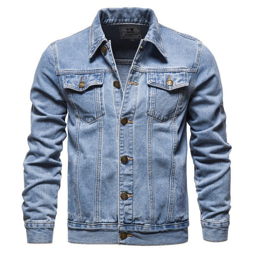 Herren nan Denim-Truckerjacke Slim Fit mit vintage Metallknöpfen und vertikaler Nahtführung EB