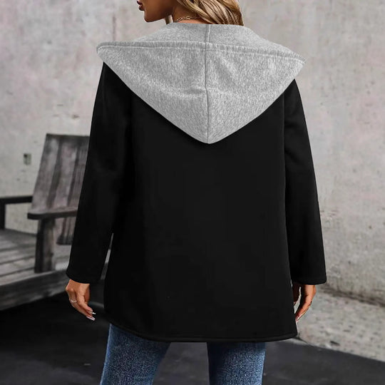 Damen lässige Kapuzenjacke mit seitlichen Taschen und modernem Schnitt EB
