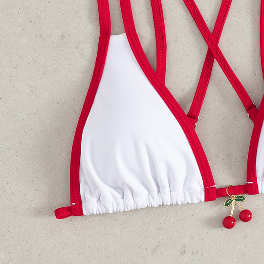 Damen Triangel-Bikini mit modischen Knoten und verspielten Details EB