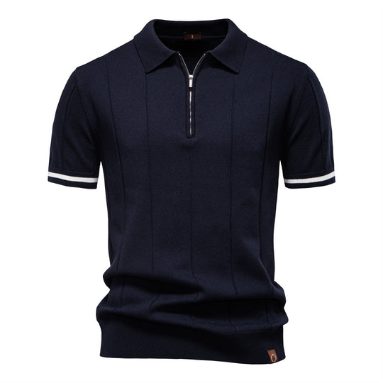 Herren Polohemd mit kurzer Knopfleiste und strukturiertem Design EB