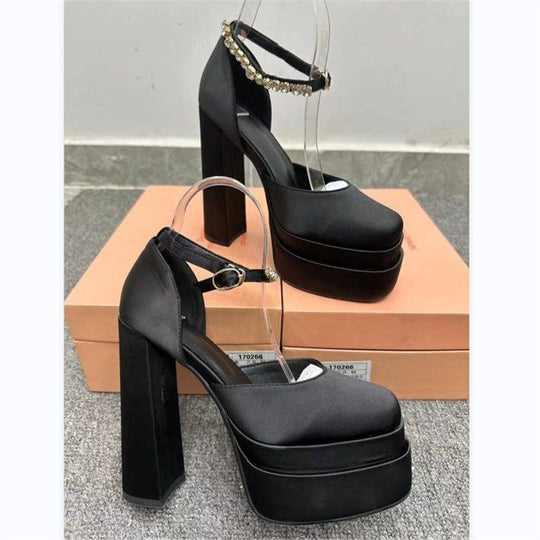 Damen Plateau-Pumps mit Strassverzierung EB
