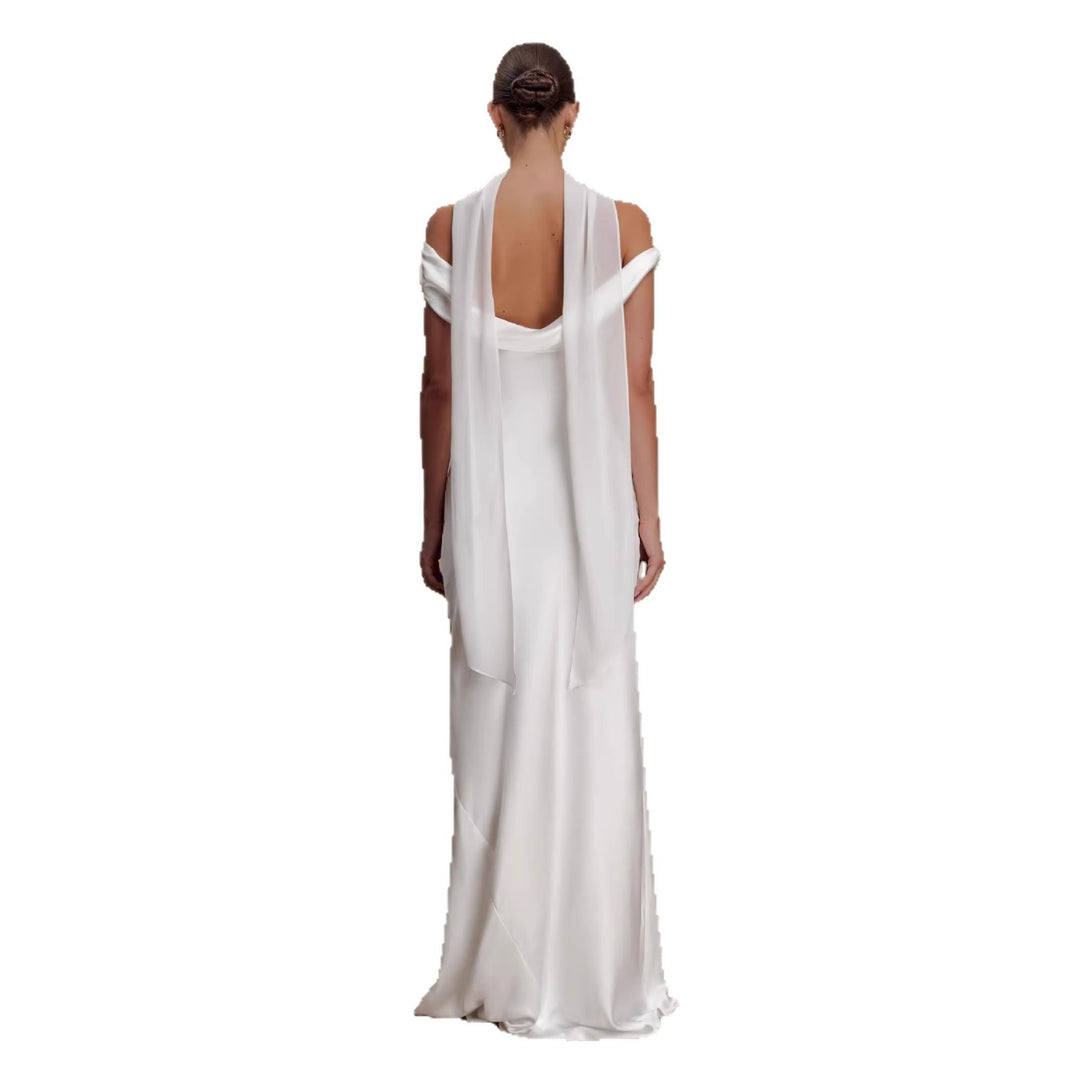 Damen Elegantes Satin-Abendkleid mit schulterfreiem Design EB