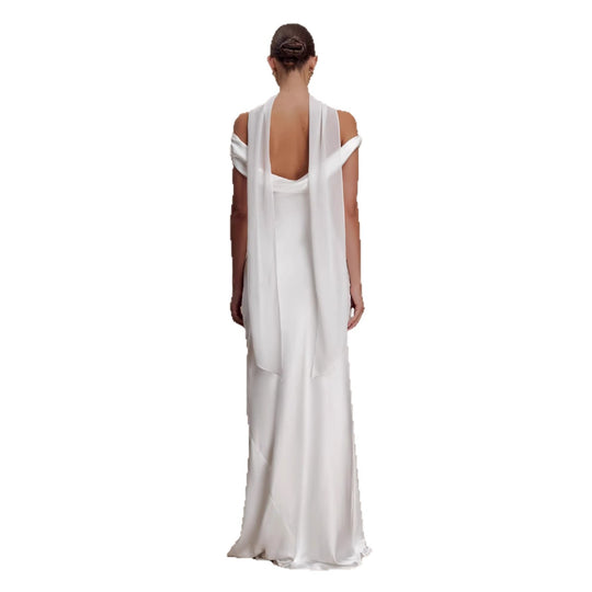 Damen Elegantes Satin-Abendkleid mit schulterfreiem Design EB