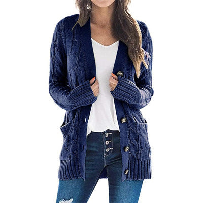 Damen Strickjacke mit Zopfmuster und praktischen Taschen EB