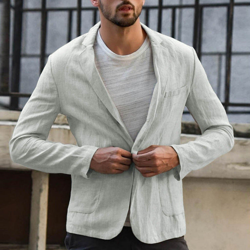 Herren eleganter Leinen-Blazer mit modernem Schnitt und Taschen EB