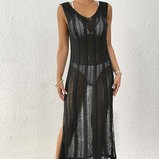 Damen eleganter Häkelsarong mit transparentem Design EB