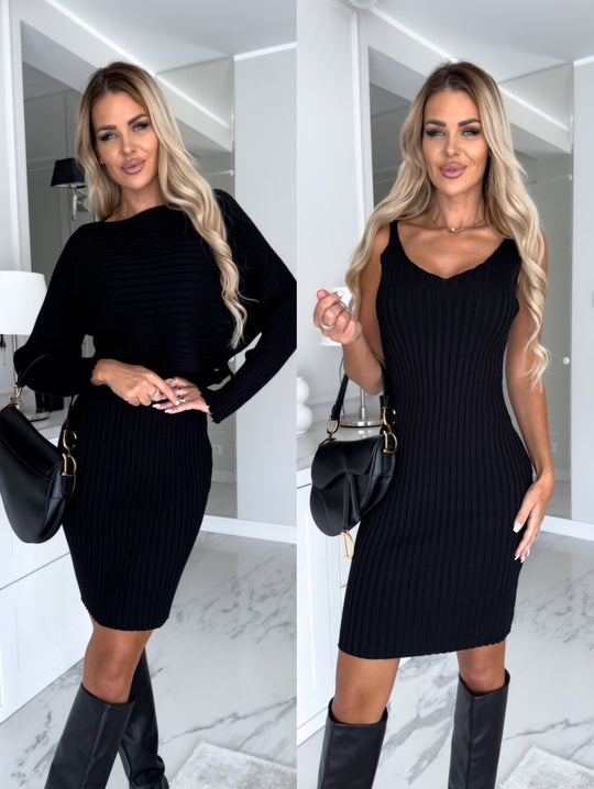 Damen Rippstrick Bodycon Kleid EB