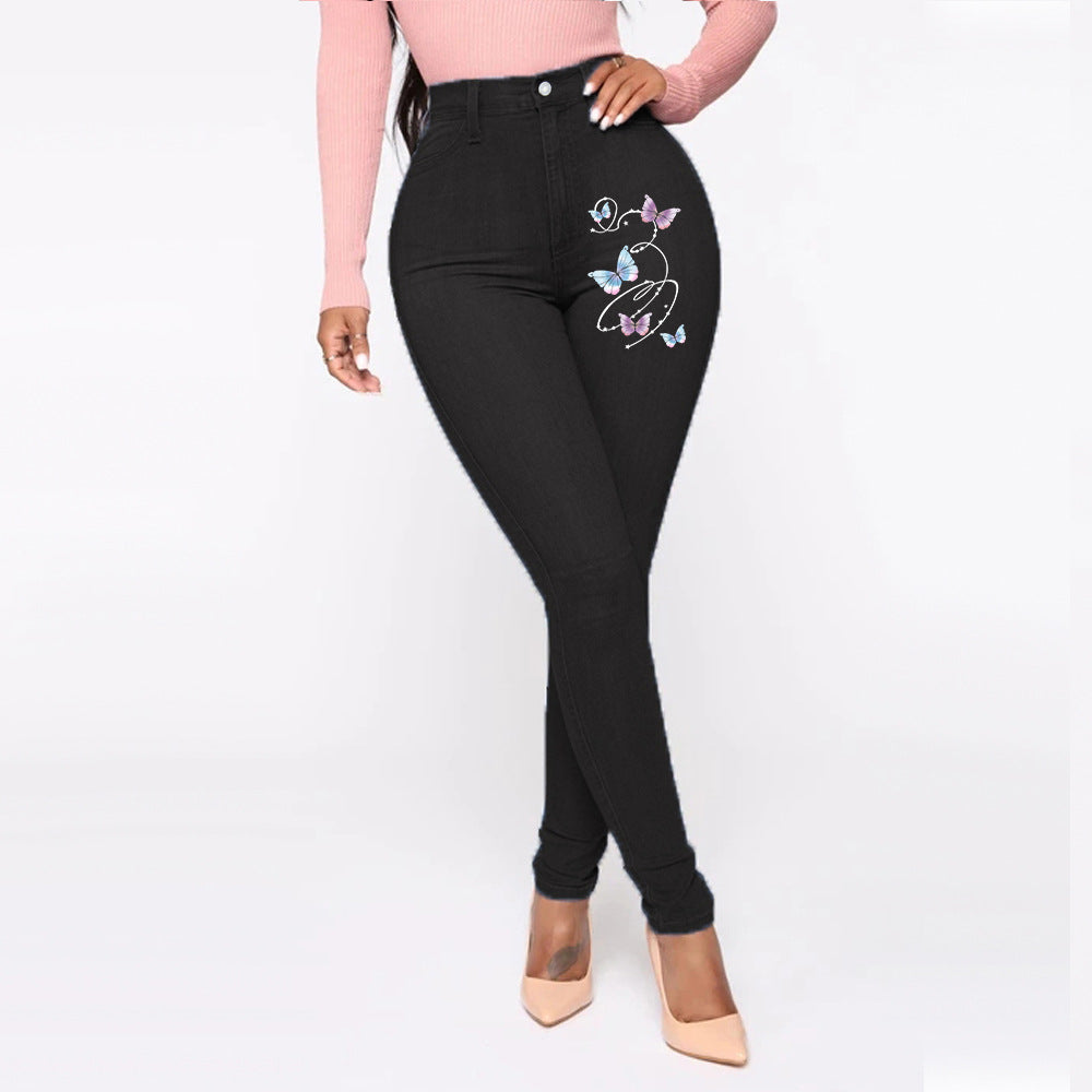 Damen Slim-Fit Jeans mit floralem Stickdesign EB