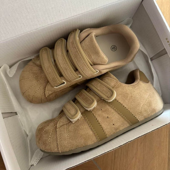 Damen bequeme Klettverschluss-Sneaker aus hochwertigem Wildleder EB