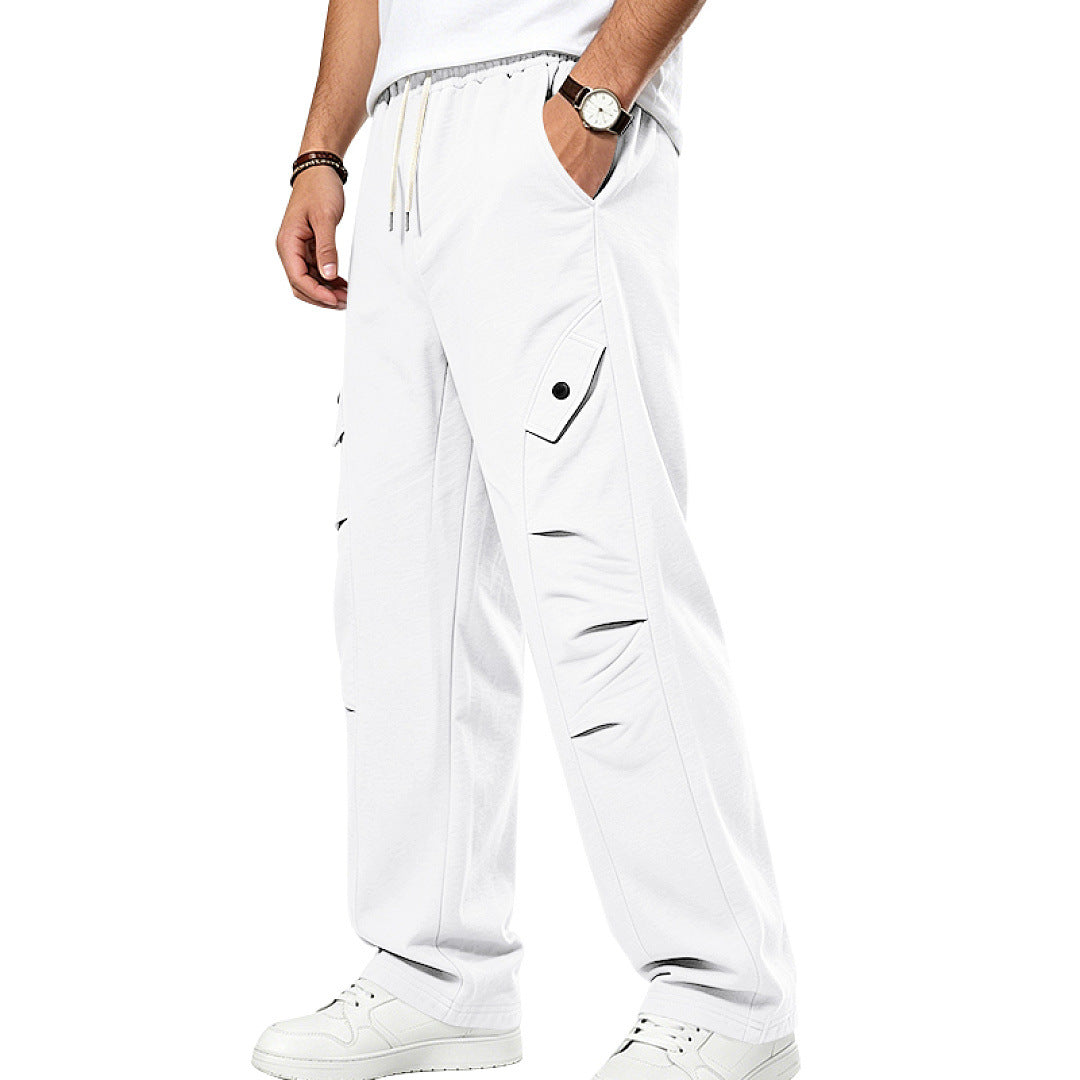 Herren Lässige Cargo-Jogginghose mit Kordelzug und Cut-Out-Details EB