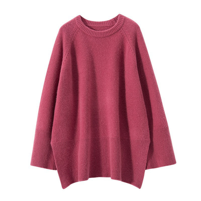Damen Eleganter, lässiger Strickpullover mit weitem Schnitt und detailreichen Ärmeln EB