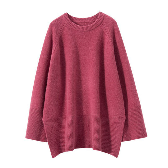 Damen Eleganter, lässiger Strickpullover mit weitem Schnitt und detailreichen Ärmeln EB