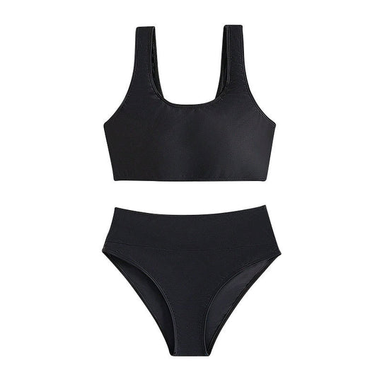 Damen Sport-Bikini mit hohem Bund und breiten Trägern EB