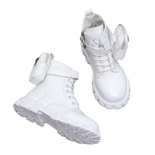 Damen Modische Schnürstiefel mit ausgefallenem Design und praktischen Taschen EB