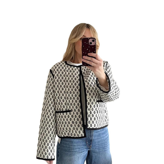Damen Modische Steppjacke mit kontrastierenden Akzenten EB