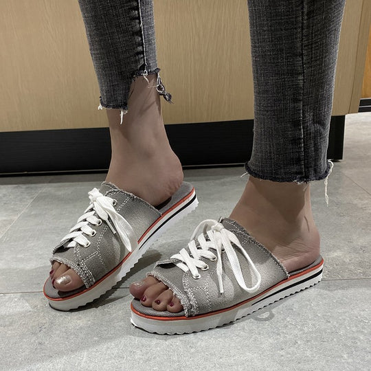 Damen lässige Denim-Sandalen im Sneaker-Stil EB