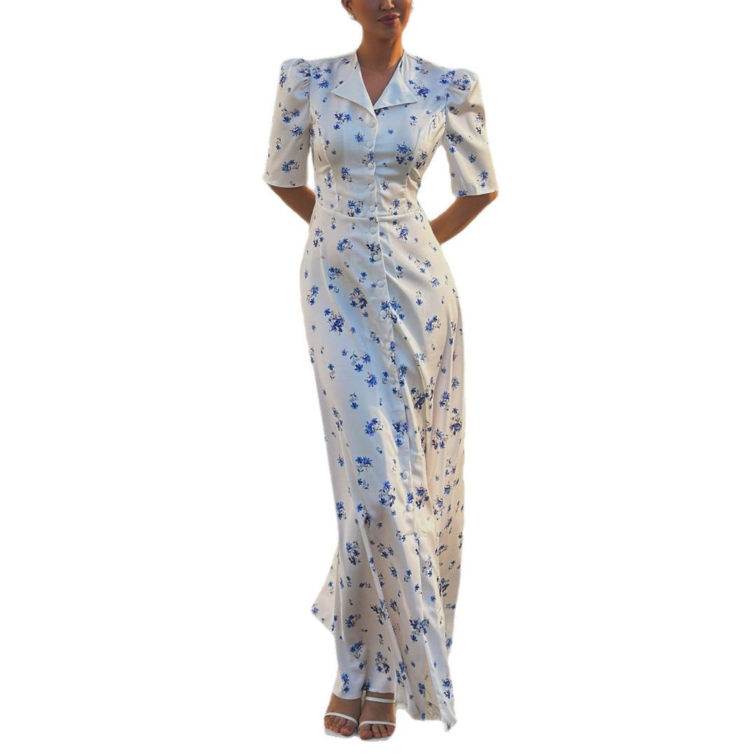 Damen Maxikleid mit puffärmeligem Schnitt EB