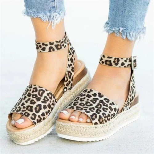 Damen Wedge-Sandaletten mit verstellbarem Riemen und luxuriösem Bastdesign EB