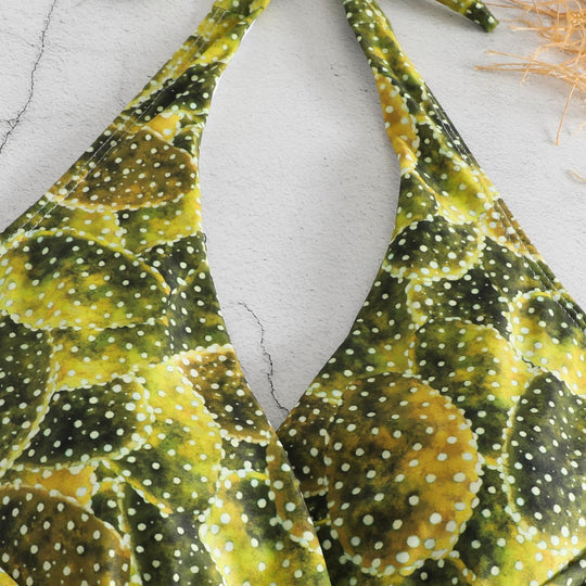 Damen Einteiler Badeanzug mit verspieltem Knoten-Design und floralem Muster EB