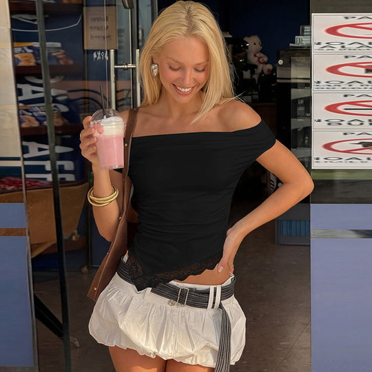 Damen Charmantes Off-Shoulder Top EB