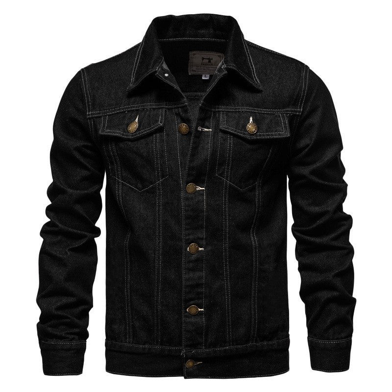 Herren nan Denim-Truckerjacke Slim Fit mit vintage Metallknöpfen und vertikaler Nahtführung EB