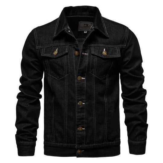 Herren nan Denim-Truckerjacke Slim Fit mit vintage Metallknöpfen und vertikaler Nahtführung EB