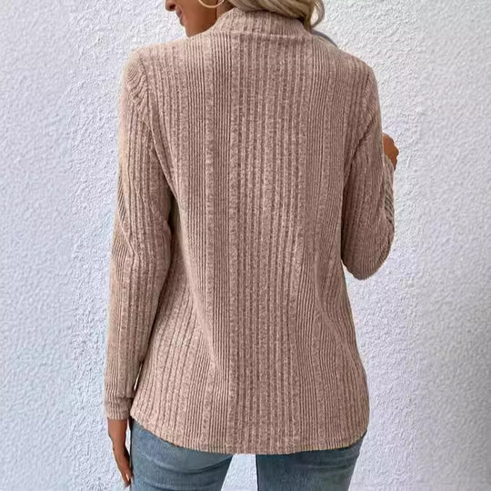 Damen lässige Strickjacke mit asymmetrischem Saum und offenem Design EB