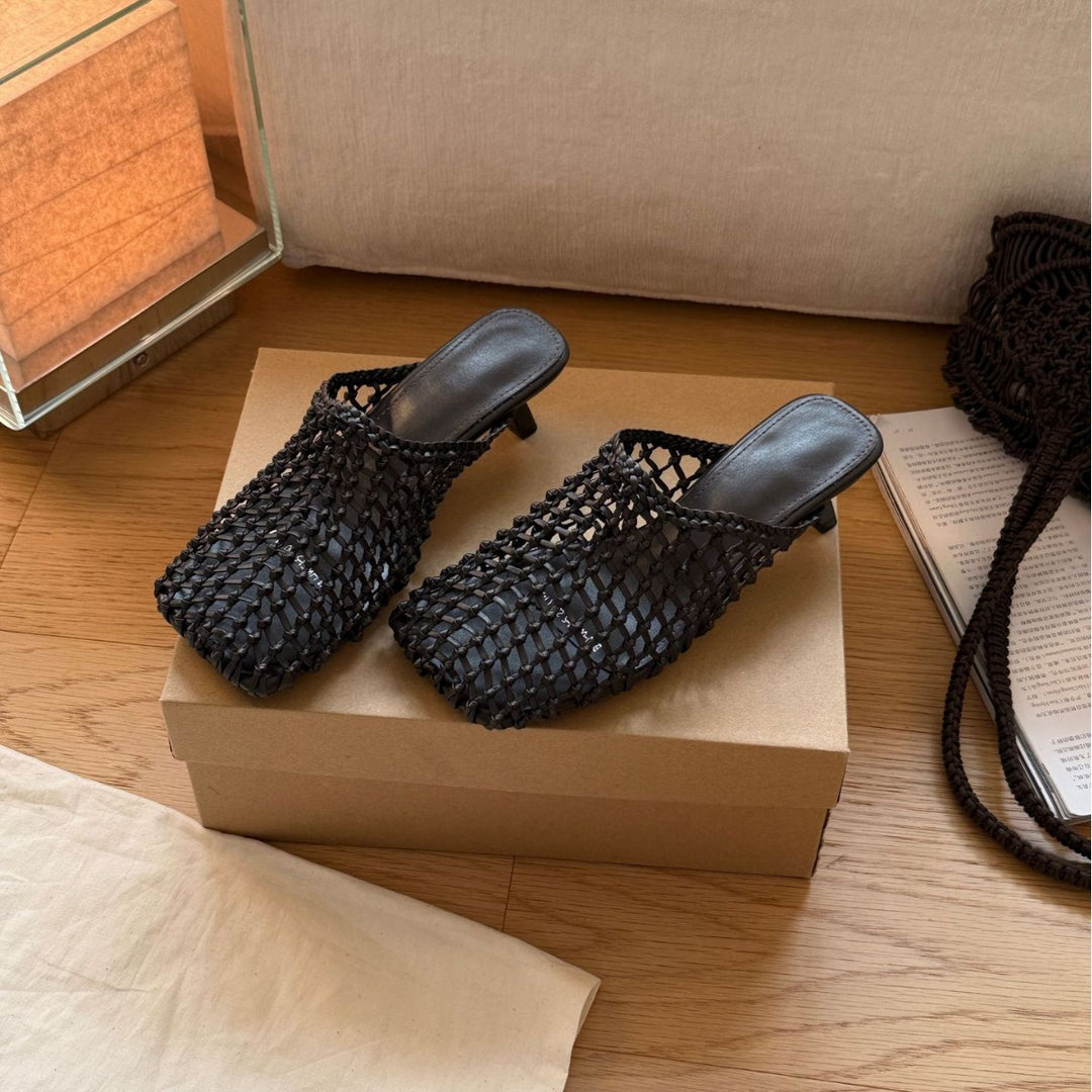 Damen Elegante und atmungsaktive Riemensandalen mit geflochtener Oberflächenstruktur EB