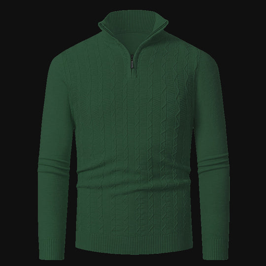 Herren Strickpullover mit modernem Kragen und Reißverschluss EB