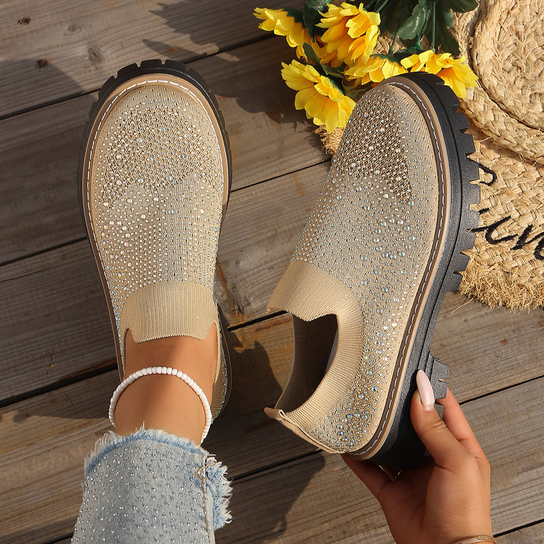 Damen Glitzernde Slip-On Sneakers mit verstärkter Sohle EB