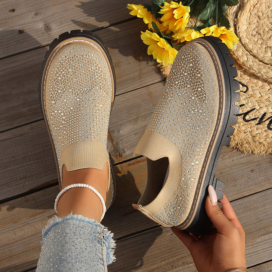 Damen Glitzernde Slip-On Sneakers mit verstärkter Sohle EB
