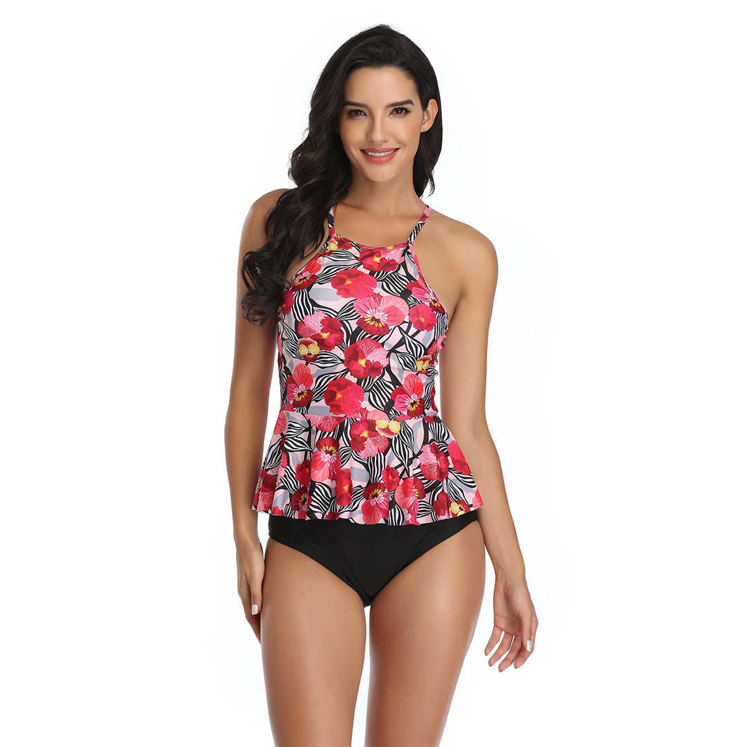Damen Bademode mit femininer Rüsche und floralen Applikationen EB