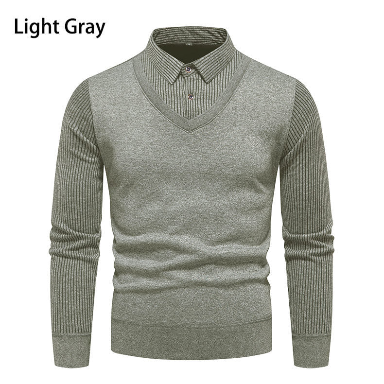 Herren Strickpullover mit V-Ausschnitt und modernem Rippenmuster EB