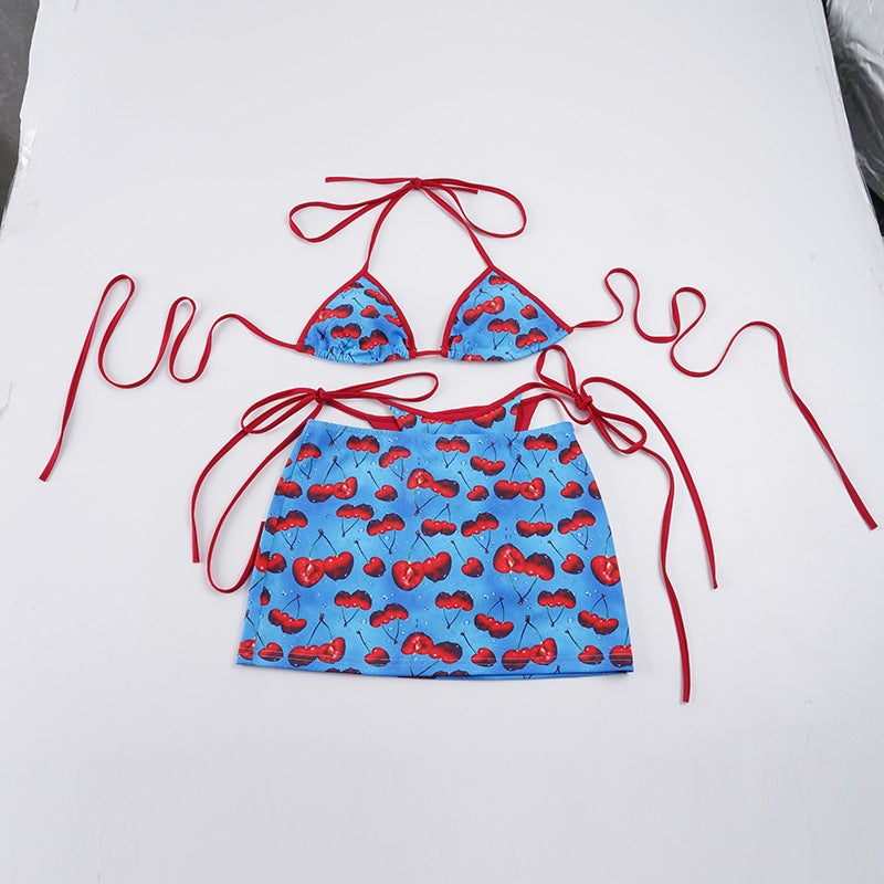 Damen Bikini-Set mit fruchtigem Design und verstellbaren Trägern EB