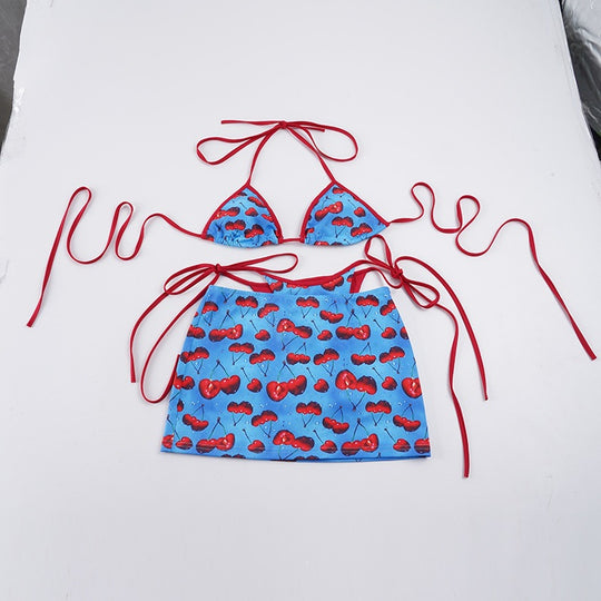 Damen Bikini-Set mit fruchtigem Design und verstellbaren Trägern EB