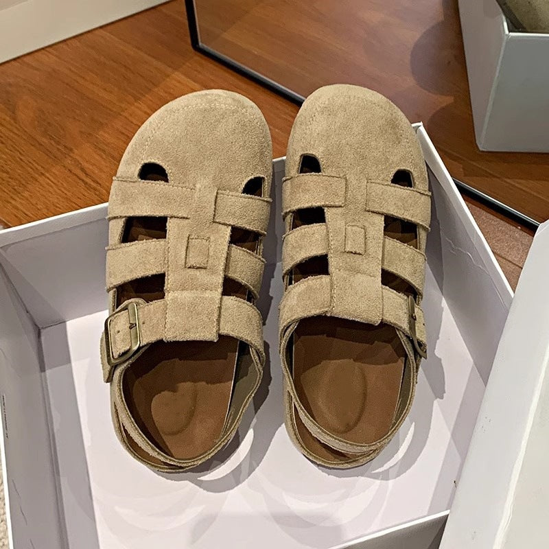 Damen Freizeitsandalen mit modischem Riemen und hochwertigem Wildleder EB