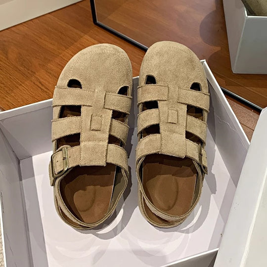 Damen Freizeitsandalen mit modischem Riemen und hochwertigem Wildleder EB