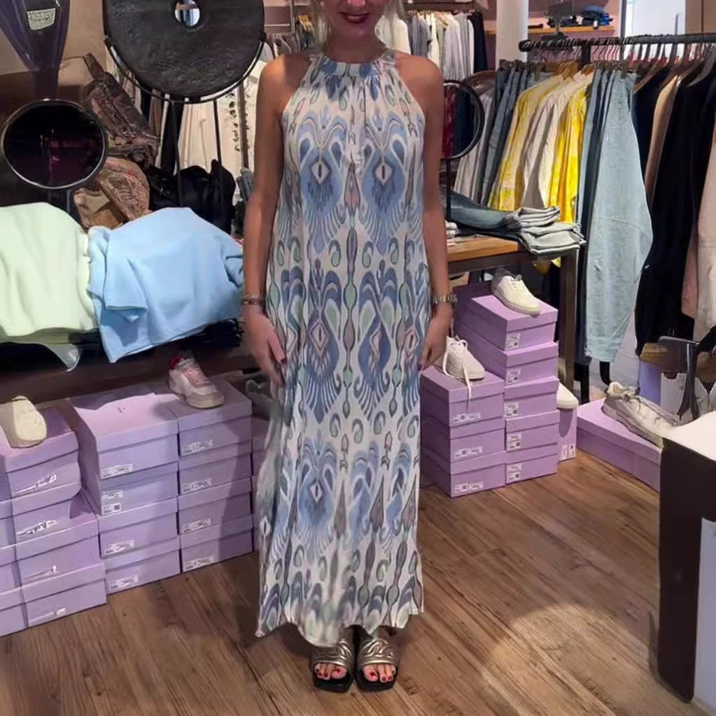 Damen Maxikleid mit raffinierter Wickeloptik und eleganter Musterung Heidi-Mode