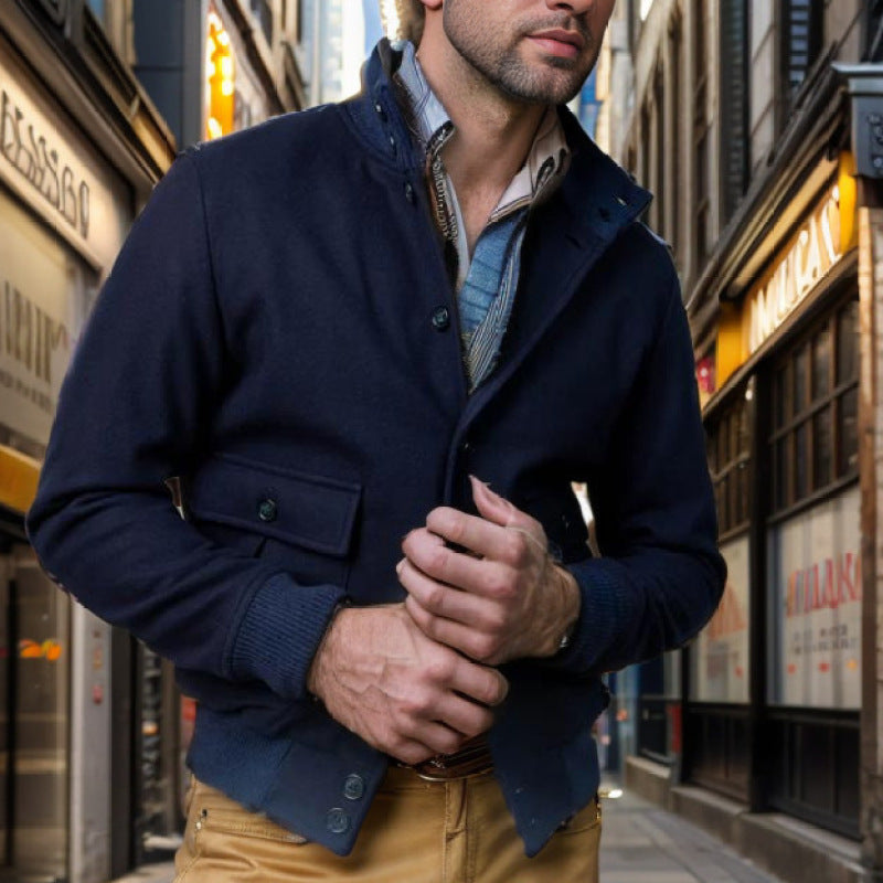 Herren lässige und strukturierte Baumwolljacke mit praktischen Taschen EB