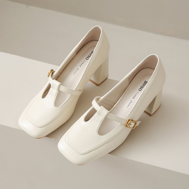 Damen elegante Mary Jane Pumps mit modischem Blockabsatz und verstellbarem Riemchen EB