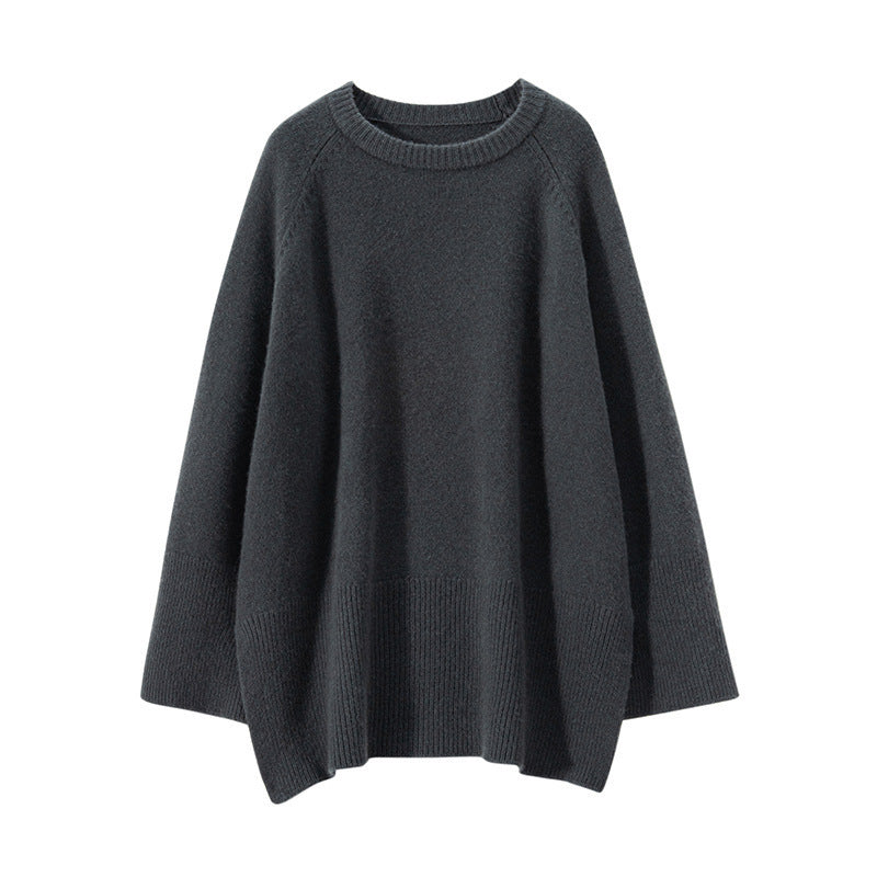 Damen Eleganter, lässiger Strickpullover mit weitem Schnitt und detailreichen Ärmeln EB