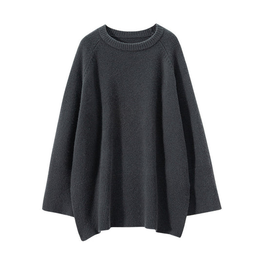 Damen Eleganter, lässiger Strickpullover mit weitem Schnitt und detailreichen Ärmeln EB