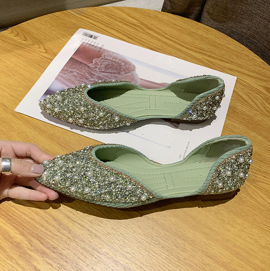 Damen Ballerinas mit funkelnden Perlenapplikationen und verziertem Obermaterial EB