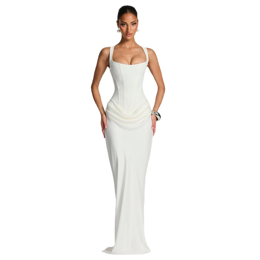 Damen Elegantes Maxikleid mit figurformendem Schnitt und zarten Drapierungen EB