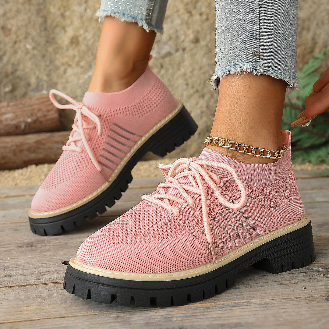 Damen Bequeme Sneaker mit atmungsaktivem Strickdesign und robustem Profil EB