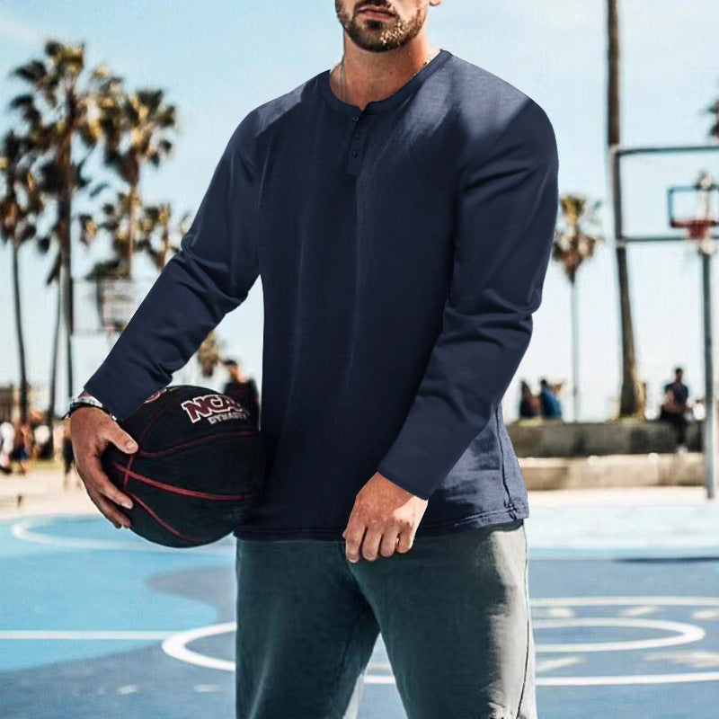 Herren Langarm-Henley-Shirt mit praktischem Knopfdesign und lässigem Schnitt EB